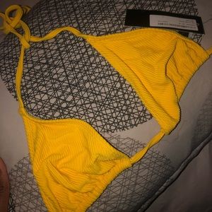 Ribbed yellow bikini top